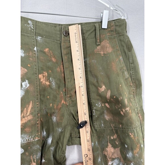 Polo Ralph Lauren sz 8 Pants Paint Splatter Cotton Button Fly Olive Green - Picture 6 of 15